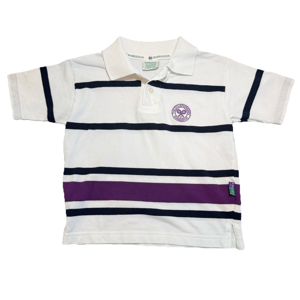 Vintage Wimbledon Kids Polo Shirt Size 2-3 Years 90s Preppy Embroidered